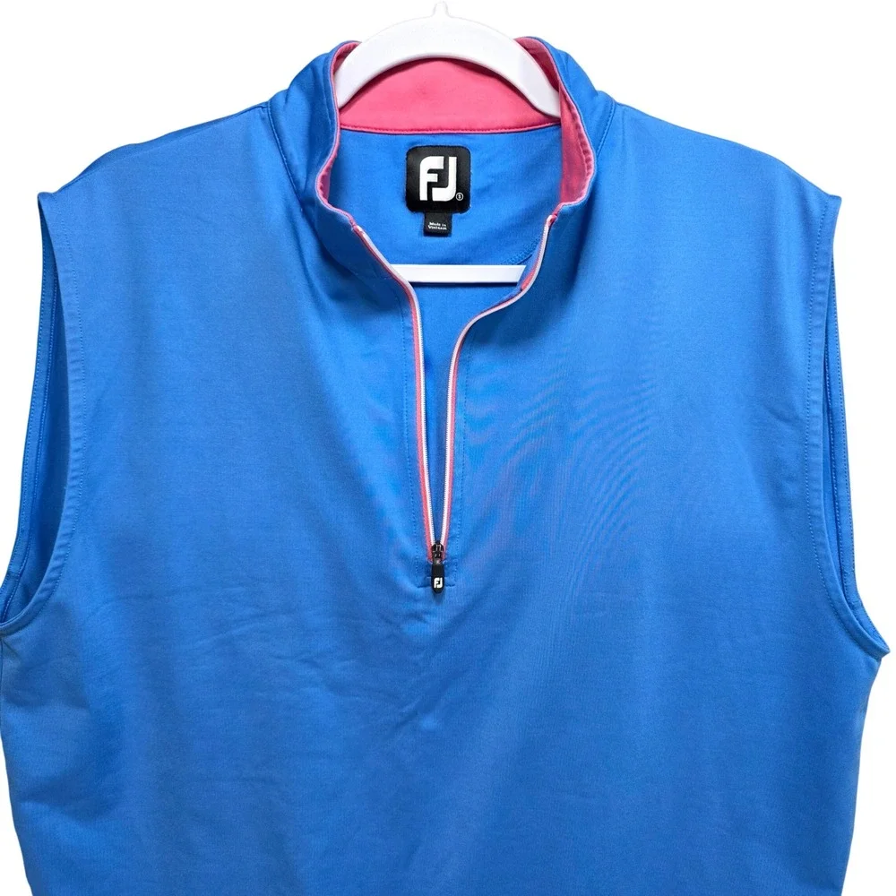 FootJoy FJ Quarter Zip Golf Vest Mens S Performance Activewear Dry Wicking Blue
